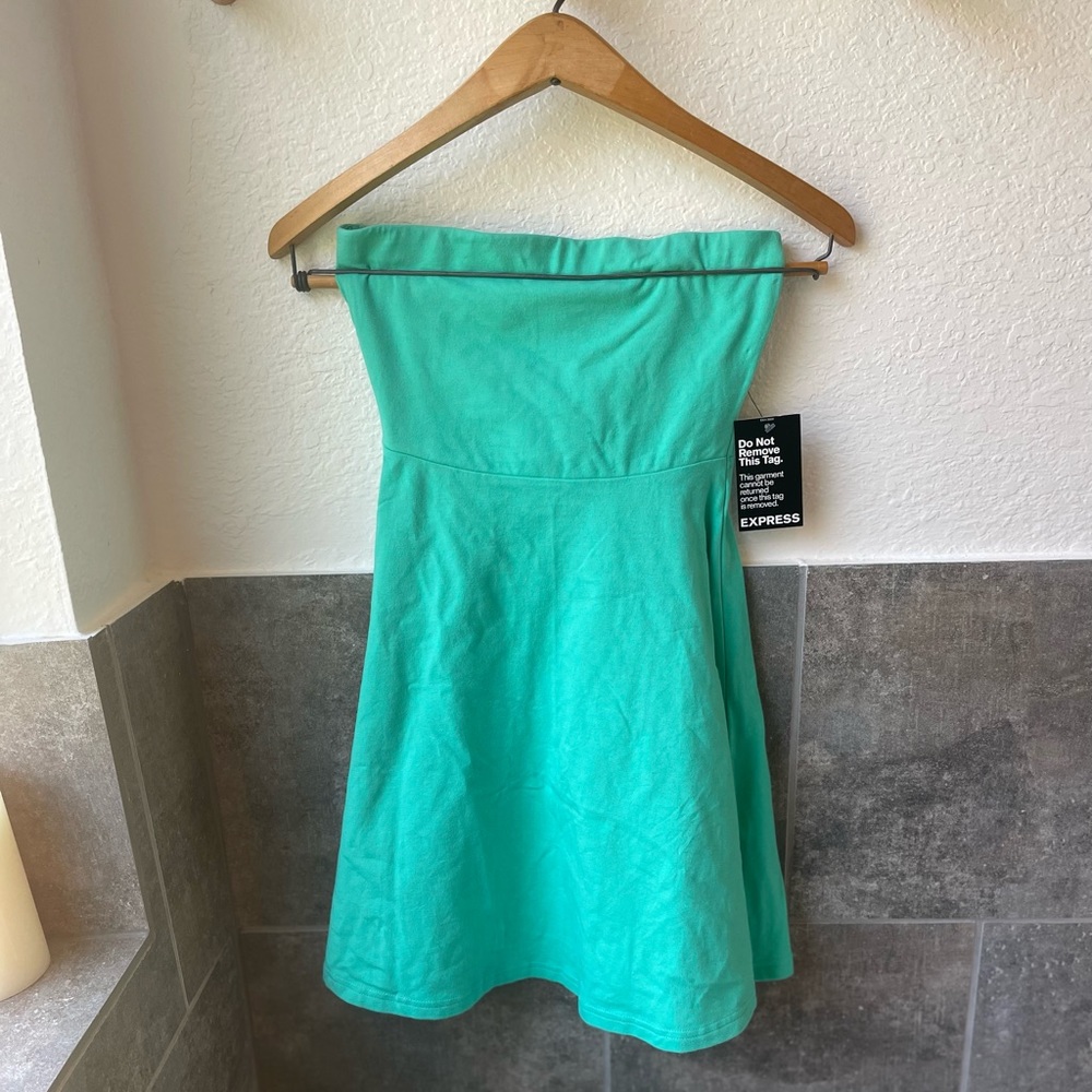Express aqua strapless skater dress - Picture 1 of 3